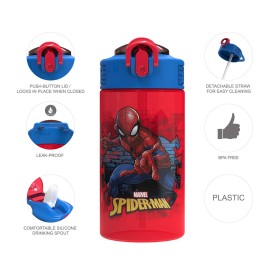 Zak Designs Marvel SpiderMan Kids Spout Cover and Built-in Carrying Loop Made of Plastic, Leak-Proof Water Bottle Design (BPA-Free), Red, 16oz Zak Designs Marvel SpiderMan Kids Spout Cover and Built-in Carrying Loop Made of Plastic, Leak-Proof Water Bottle Design (BPA-Free), Red, 16oz
