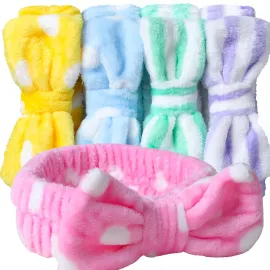 Teenitor Makeup Headband, Spa Headband, Bow Headbands, Headbands for Washing Face,Makeup, Shower Spa, Microfiber Headband for Girls Women Gift, 5 pcs