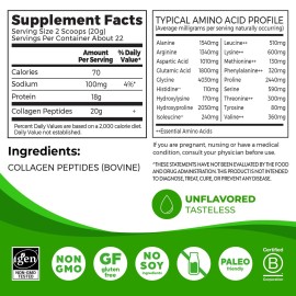Orgain Hydrolyzed Collagen Peptides Powder For Women & Men, 20g Grass Fed Collagen, Unflavored - Hair, Skin, Nail, & Joint Support Supplement, Paleo & Keto, Non-GMO, Type I and III, 1lb Orgain Hydrolyzed Collagen Peptides Powder For Women & Men, 20g Grass Fed Collagen, Unflavored - Hair, Skin, Nail, & Joint Support Supplement, Paleo & Keto, Non-GMO, Type I and III, 1lb