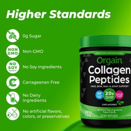 Orgain Hydrolyzed Collagen Peptides Powder For Women & Men, 20g Grass Fed Collagen, Unflavored - Hair, Skin, Nail, & Joint Support Supplement, Paleo & Keto, Non-GMO, Type I and III, 1lb Orgain Hydrolyzed Collagen Peptides Powder For Women & Men, 20g Grass Fed Collagen, Unflavored - Hair, Skin, Nail, & Joint Support Supplement, Paleo & Keto, Non-GMO, Type I and III, 1lb