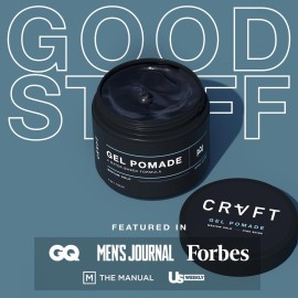 CRVFT Gel Pomade 4oz | High Shine/Medium Hold | Water Based/Water Soluble | Ideal For Short/Medium Thin/Thick Hair | For A Clean Cut Look | Mens Styling Product [Clear], Stylist Approved [Scented]
