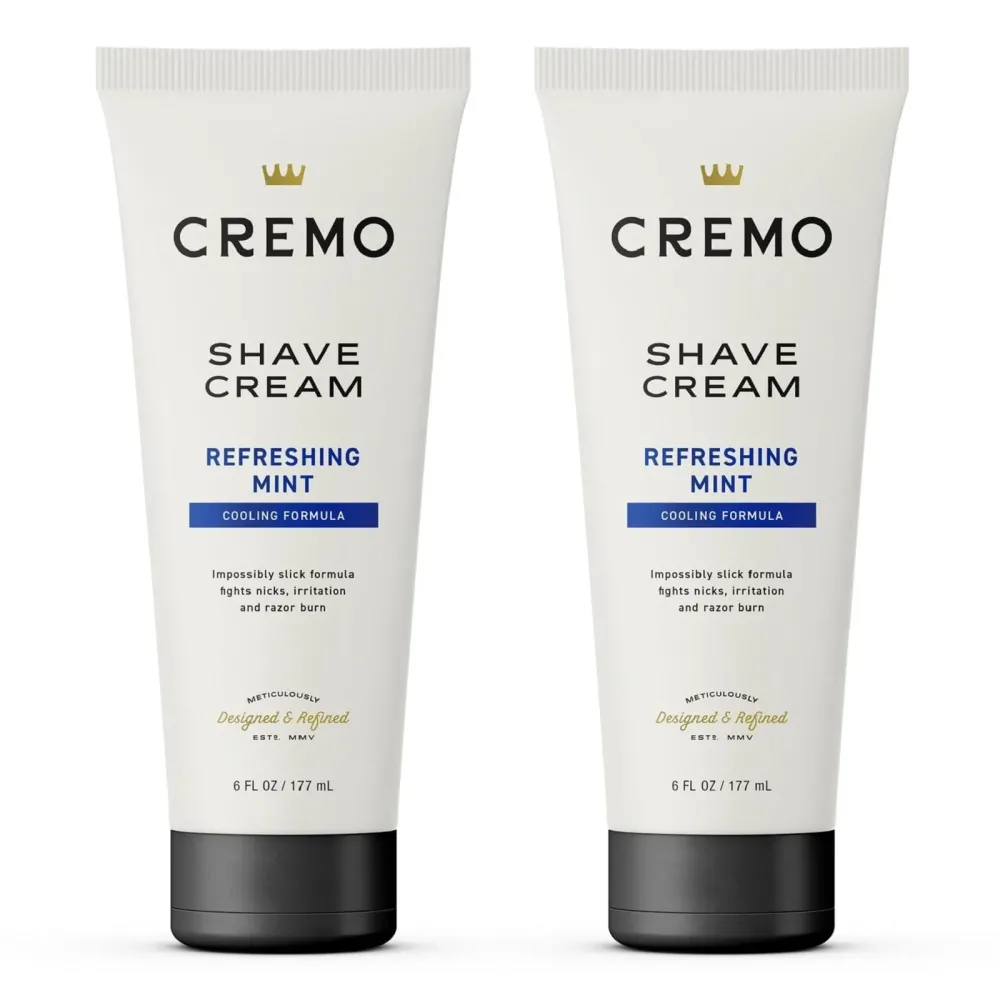 Cremo Barber Grade Cooling Shave Cream, Astonishingly Superior Ultra-Slick Shaving Cream Fights Nicks, Cuts And Razor Burn, 6 Fl Oz (2 Pack), WHITE Cremo Barber Grade Cooling Shave Cream, Astonishingly Superior Ultra-Slick Shaving Cream Fights Nicks, Cuts And Razor Burn, 6 Fl Oz (2 Pack), WHITE