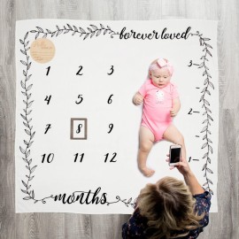 Organic Baby Monthly Milestone Blanket Boy or Girl - Forever Loved Baby Month Blanket + Frame - Personalized Baby Milestone Blanket with Growth Chart, Newborn to 12 Months Blanket Organic Baby Monthly Milestone Blanket Boy or Girl - Forever Loved Baby Month Blanket + Frame - Personalized Baby Milestone Blanket with Growth Chart, Newborn to 12 Months Blanket