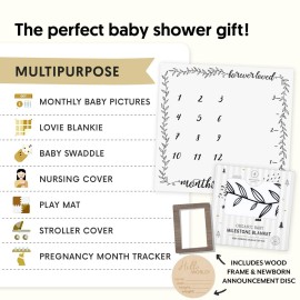 Organic Baby Monthly Milestone Blanket Boy or Girl - Forever Loved Baby Month Blanket + Frame - Personalized Baby Milestone Blanket with Growth Chart, Newborn to 12 Months Blanket Organic Baby Monthly Milestone Blanket Boy or Girl - Forever Loved Baby Month Blanket + Frame - Personalized Baby Milestone Blanket with Growth Chart, Newborn to 12 Months Blanket