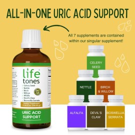 Lifetones Uric Acid Support - Joint Health for Men & Women - Liquid Uric Acid Cleanse for High Absorption - Herbal Cleanse Detox for Joint Comfort - Boost Flexibility - 3.38 fl oz Lifetones Uric Acid Support - Joint Health for Men & Women - Liquid Uric Acid Cleanse for High Absorption - Herbal Cleanse Detox for Joint Comfort - Boost Flexibility - 3.38 fl oz