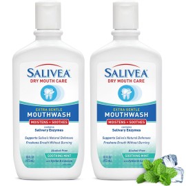 SALIVEA Dry Mouth Mouthwash - Soothing Mint Mouthwash with Natural Salivary Enzymes - Breath Freshener & Dry Mouth Care - Mint Flavor (2 Pack) SALIVEA Dry Mouth Mouthwash - Soothing Mint Mouthwash with Natural Salivary Enzymes - Breath Freshener & Dry Mouth Care - Mint Flavor (2 Pack)