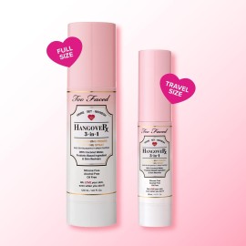 Too Faced Hangover 3-in-1 Primer & Setting Spray | Long Lasting + Hydrating, Travel Size, 1 Fl Oz, Clear
