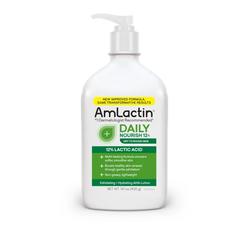 AmLactin Daily Nourish 12% - 14.1 oz Body Lotion with 12% Lactic Acid - Exfoliator and Moisturizer for Dry Skin (Packaging May Vary)