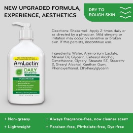 AmLactin Daily Nourish 12% - 14.1 oz Body Lotion with 12% Lactic Acid - Exfoliator and Moisturizer for Dry Skin (Packaging May Vary)