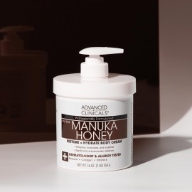 Advanced Clinicals Manuka Honey Body Cream For Women & Men | Body Butter Lotion For Extremely Dry Skin | Collagen Cream | Skincare Moisturizer Hydrating Balm Improves Look Of Aging Skin, 16 Ounce Advanced Clinicals Manuka Honey Body Cream For Women & Men | Body Butter Lotion For Extremely Dry Skin | Collagen Cream | Skincare Moisturizer Hydrating Balm Improves Look Of Aging Skin, 16 Ounce