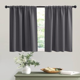 RYB HOME Short Curtains Gray Half Window Curtains for Bedroom, Privacy Curtain Tiers for Windows, Energy Saving Drapes for Bathroom Shades, Wide 42 x Long 36 inches per Panel, Grey, Set of 2 RYB HOME Short Curtains Gray Half Window Curtains for Bedroom, Privacy Curtain Tiers for Windows, Energy Saving Drapes for Bathroom Shades, Wide 42 x Long 36 inches per Panel, Grey, Set of 2