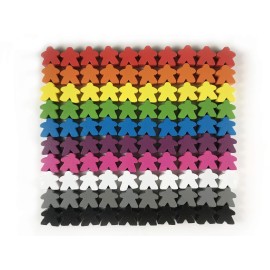 100 Wooden Meeples, Family Games Accessories - Multi-Color Board Game Tokens Ideal for Sorting, Counting, Classrooms, Replacement Pieces