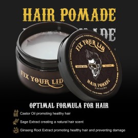 Fix Your Lid Hair Pomade for Men - Water Based Pomade with Medium Hold and High Shine - Match all Mens Hair Types & Styles - Easy To Wash Out - 3.75 Oz Fix Your Lid Hair Pomade for Men - Water Based Pomade with Medium Hold and High Shine - Match all Mens Hair Types & Styles - Easy To Wash Out - 3.75 Oz