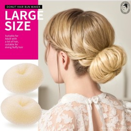 Teenitor Donut Bun Maker Set - Hair Bun Ring with 5 Bands, 20 Bobby Pins & 7 Chignons (2 Small, 2 Medium, 1 Large, 1 Extra-Large) for Hairstyles in Beige