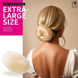 Teenitor Donut Bun Maker Set - Hair Bun Ring with 5 Bands, 20 Bobby Pins & 7 Chignons (2 Small, 2 Medium, 1 Large, 1 Extra-Large) for Hairstyles in Beige