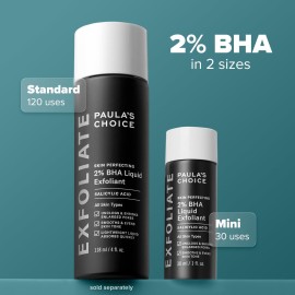 Paula\'s Choice Skin Perfecting 2% BHA Liquid Salicylic Acid Exfoliant, Gentle Facial Exfoliator for Blackheads, Large Pores, Wrinkles & Fine Lines, Travel Size, 1 Fluid Ounce Paula\'s Choice Skin Perfecting 2% BHA Liquid Salicylic Acid Exfoliant, Gentle Facial Exfoliator for Blackheads, Large Pores, Wrinkles & Fine Lines, Travel Size, 1 Fluid Ounce