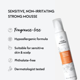 No nothing Very Sensitive Strong Hair Volumizing Mousse - Hypoallergenic, Unscented, Free from Fragrance, Paraben, Alcohol and Gluten, Soy-Free, 6.8 oz