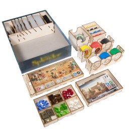 The Broken Token Board Game Organizer - Splendor and Cities Expansion Compatible Wood Storage Box with Multiple Trays