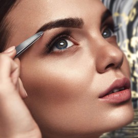 By MILLY Professional Slanted Tweezers for Women & Men | High Carbon Stainless Steel Sharp Tweezers | Women\'s Facial Hair Plucking, Hand-Filed & Aligned Precision Slant Tips - Silver By MILLY Professional Slanted Tweezers for Women & Men | High Carbon Stainless Steel Sharp Tweezers | Women\'s Facial Hair Plucking, Hand-Filed & Aligned Precision Slant Tips - Silver