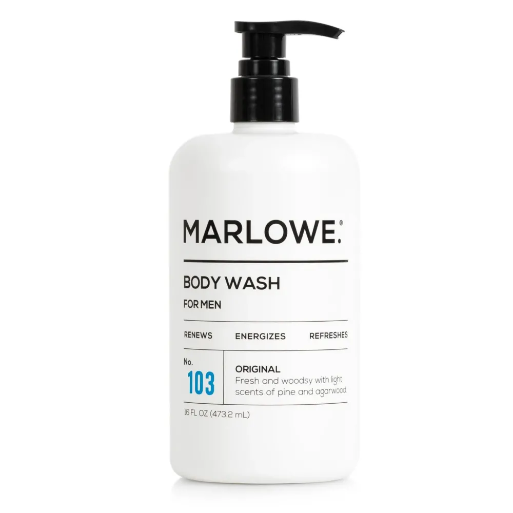 MARLOWE. No. 103 Body Wash 16 oz Pump, Original, Energizing & Refreshing Shower Gel with Willow Bark & Green Tea Extracts, Cleanses, Moisturizes, Smooths & Nourishes, Fresh Pine & Agarwood Scent MARLOWE. No. 103 Body Wash 16 oz Pump, Original, Energizing & Refreshing Shower Gel with Willow Bark & Green Tea Extracts, Cleanses, Moisturizes, Smooths & Nourishes, Fresh Pine & Agarwood Scent