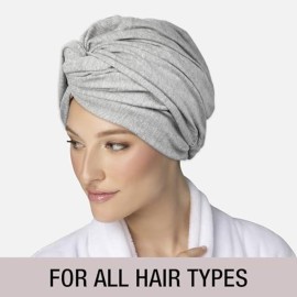 CONAIR Cotton Twist & Wrap Hair Towel - Fast Drying Ultra absorbant Turban- for All Hair Types and Lengths - Grey