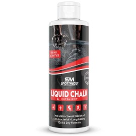Sportmediq Pro Grade Liquid Chalk - Mess Free Professional Hand Grip for Gym, Weightlifting, Rock Climbing, Gymnastics, Rock Climbing - Dries in Seconds - 8.5 Oz