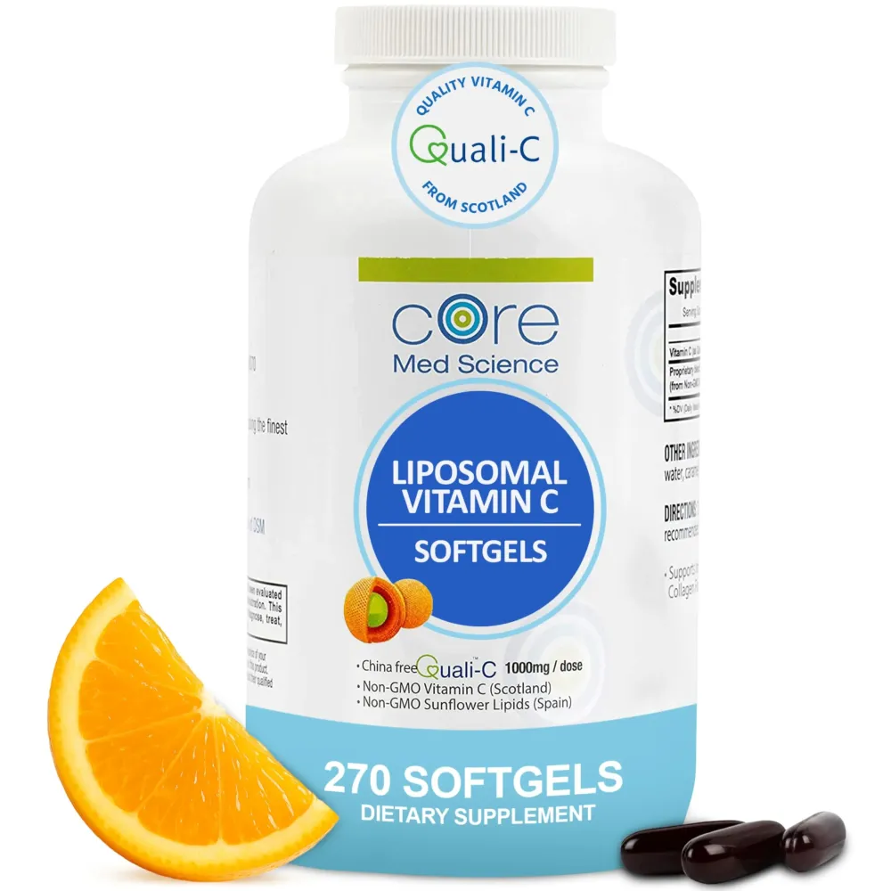 Liposomal Vitamin C 1000mg by Core Med Science, 270 Softgels - Non-GMO Natural Liposomal Vitamin C Supplement That Promotes Healthy Skin - Immune System Booster for Adults, Supports Collagen Formation Liposomal Vitamin C 1000mg by Core Med Science, 270 Softgels - Non-GMO Natural Liposomal Vitamin C Supplement That Promotes Healthy Skin - Immune System Booster for Adults, Supports Collagen Formation