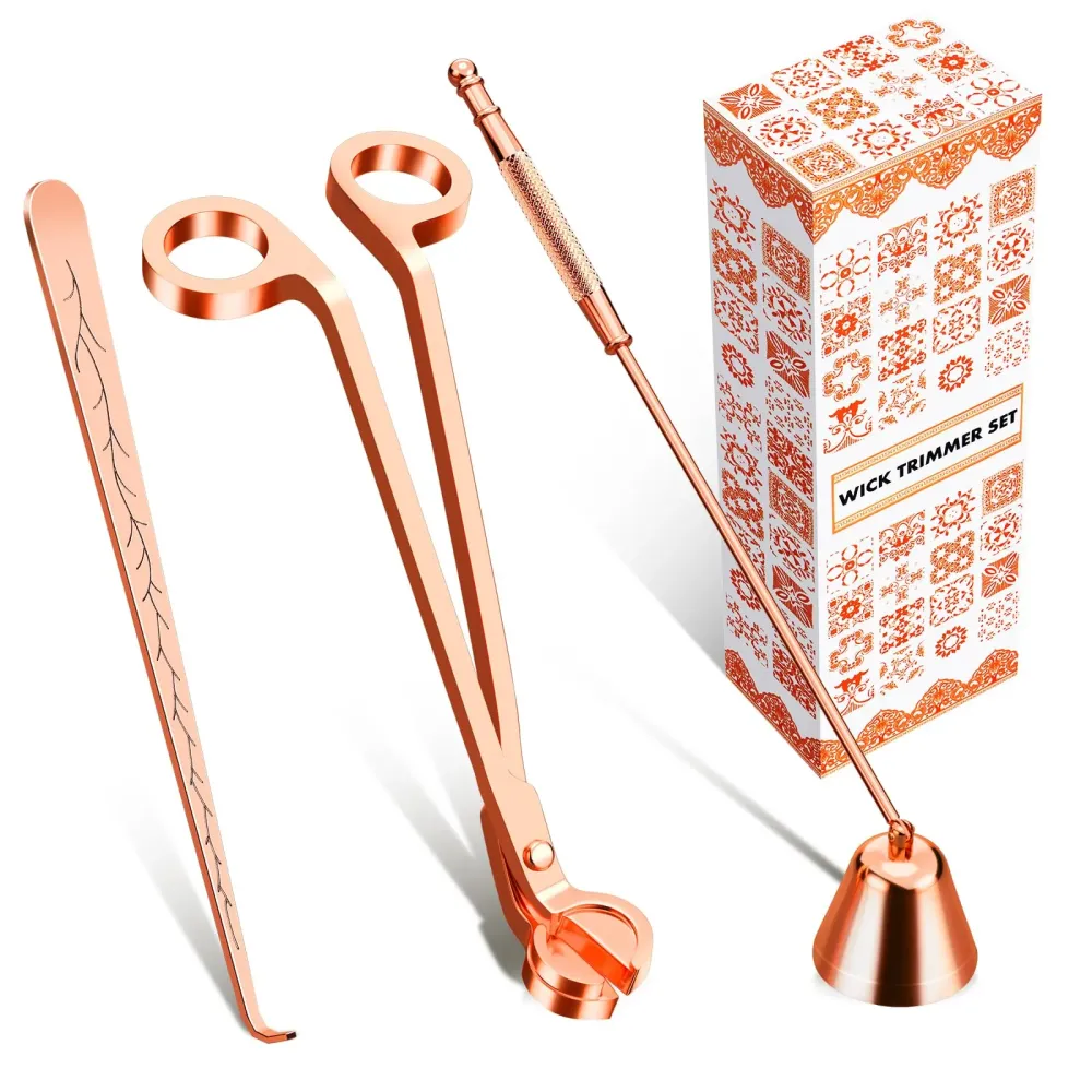 Calary 3 in 1 Candle Care Kit - Wick Trimmer, Snuffer & Dipper Set (Rose Gold) Calary 3 in 1 Candle Care Kit - Wick Trimmer, Snuffer & Dipper Set (Rose Gold)