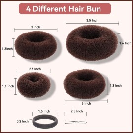 YaFex Hair Bun Maker Kit, Donut Bun Maker 4 Pieces (Large, Medium and Small), 6 Pieces Elastic Hair Ties, 20 Pieces Hair Bobby Pins, Brown YaFex Hair Bun Maker Kit, Donut Bun Maker 4 Pieces (Large, Medium and Small), 6 Pieces Elastic Hair Ties, 20 Pieces Hair Bobby Pins, Brown