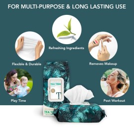 Body Prescription Makeup Cleansing Wipes - Gentle and Effective Face Wipes, 50 Count (Pack of 2), Tea-Tree Body Prescription Makeup Cleansing Wipes - Gentle and Effective Face Wipes, 50 Count (Pack of 2), Tea-Tree