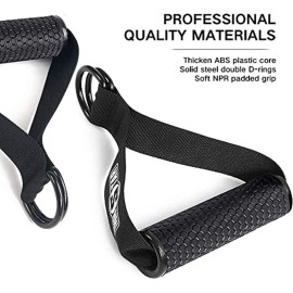 INNSTAR Upgraded Heavy Duty Exercise Handles, Cable Machine Attachments Resistance Bands With Solid ABS Core Grips, Fitness Strap Stirrup Cable Attachment (Set of 2)