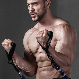 INNSTAR Upgraded Heavy Duty Exercise Handles, Cable Machine Attachments Resistance Bands With Solid ABS Core Grips, Fitness Strap Stirrup Cable Attachment (Set of 2)