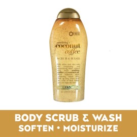OGX Smoothing + Coconut Coffee Exfoliating Body Scrub with Arabica Coffee & Coconut Oil, Moisturizing Body Wash for Dry Skin, Paraben-Free with Sulfate-Free Surfactants, 19.5 Fl Oz OGX Smoothing + Coconut Coffee Exfoliating Body Scrub with Arabica Coffee & Coconut Oil, Moisturizing Body Wash for Dry Skin, Paraben-Free with Sulfate-Free Surfactants, 19.5 Fl Oz