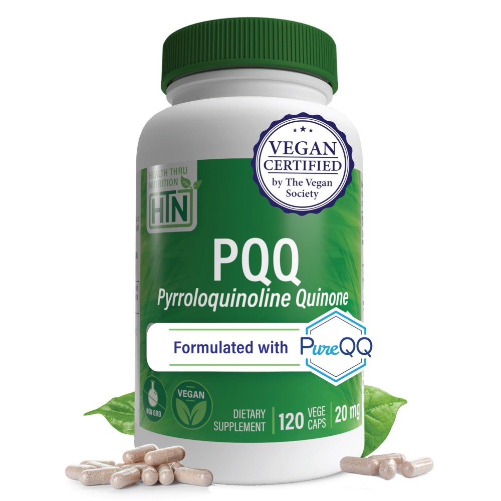 Health Thru Nutrition PQQ 20mg 120 Servings Pyrroloquinoline Quinone as PureQQ | Promotes Mitochondrial Biogenesis | Certified Vegan | Non-GMO Gluten Soy Free Capsules| Clean Label PQQ Supplement Health Thru Nutrition PQQ 20mg 120 Servings Pyrroloquinoline Quinone as PureQQ | Promotes Mitochondrial Biogenesis | Certified Vegan | Non-GMO Gluten Soy Free Capsules| Clean Label PQQ Supplement