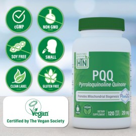 Health Thru Nutrition PQQ 20mg 120 Servings Pyrroloquinoline Quinone as PureQQ | Promotes Mitochondrial Biogenesis | Certified Vegan | Non-GMO Gluten Soy Free Capsules| Clean Label PQQ Supplement Health Thru Nutrition PQQ 20mg 120 Servings Pyrroloquinoline Quinone as PureQQ | Promotes Mitochondrial Biogenesis | Certified Vegan | Non-GMO Gluten Soy Free Capsules| Clean Label PQQ Supplement