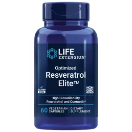 Life Extension Optimized Resveratrol Elite, Trans-resveratrol, quercetin, Healthy Aging, Heart Health, Brain Health, oxidative Stress, Gluten-Free, Non-GMO, Vegetarian, 60 Capsules