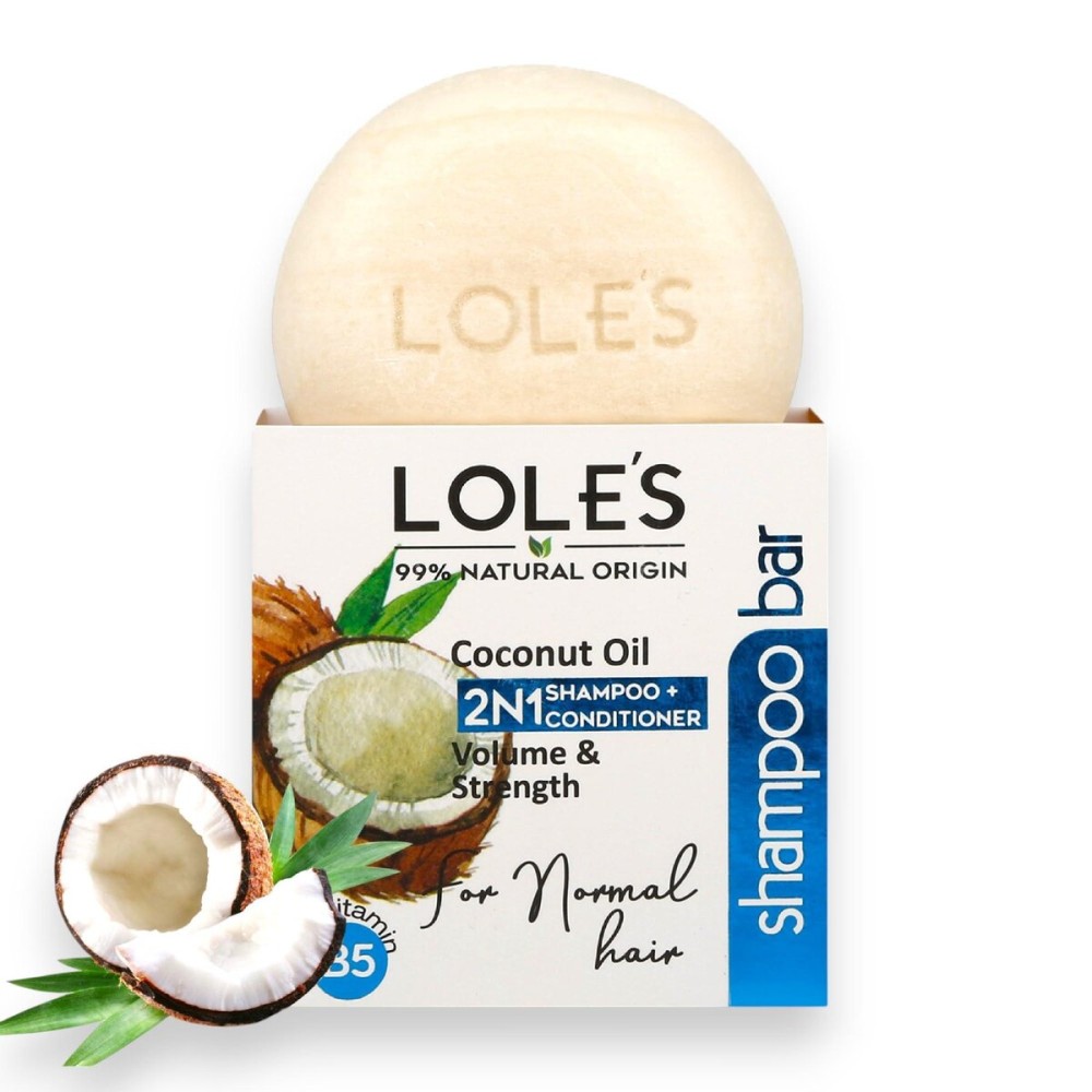 LOLE\'S Shampoo Bar and Conditioner, 2in1 with Coconut Oil for Normal Hair, Volume & Strength, 99% Natural Origin, Sustainably Sourced, 3.5Oz LOLE\'S Shampoo Bar and Conditioner, 2in1 with Coconut Oil for Normal Hair, Volume & Strength, 99% Natural Origin, Sustainably Sourced, 3.5Oz