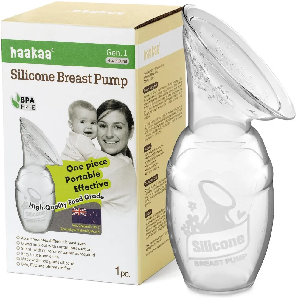 haakaa Manual Breast Pump for Breastfeeding, Silicone, Clear 4oz/100ml haakaa Manual Breast Pump for Breastfeeding, Silicone, Clear 4oz/100ml