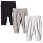 Hanes Pants, Flexy Soft Knit Pull-on Sweatpants, Stretch Joggers for Babies & Toddlers, 3-Pack, Grey, 0-6 Months