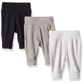 Hanes Pants, Flexy Soft Knit Pull-on Sweatpants, Stretch Joggers for Babies & Toddlers, 3-Pack, Grey, 0-6 Months