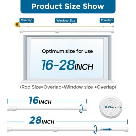 AIZESI Spring Tension Curtain Rods Short Tension Rod (White, 16 to 28-2Pcs) AIZESI Spring Tension Curtain Rods Short Tension Rod (White, 16 to 28-2Pcs)