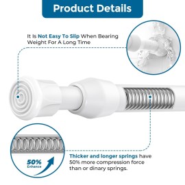 AIZESI Spring Tension Curtain Rods Short Tension Rod (White, 16 to 28-2Pcs) AIZESI Spring Tension Curtain Rods Short Tension Rod (White, 16 to 28-2Pcs)