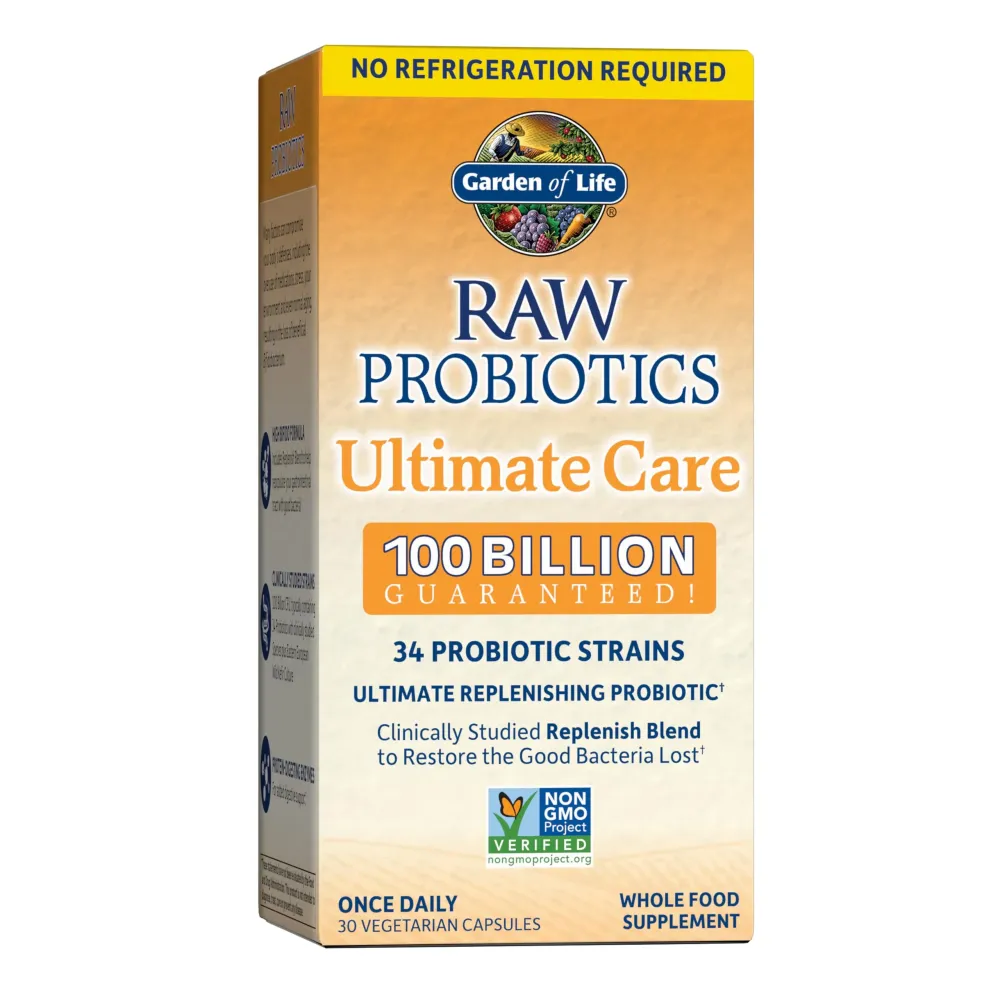 Raw Probiotics - 100 Billion CFU, Shelf Stable, 30 Capsules - For Men and Women, Digestive Enzymes, Clinically Studied Strains - by Garden of Life Raw Probiotics - 100 Billion CFU, Shelf Stable, 30 Capsules - For Men and Women, Digestive Enzymes, Clinically Studied Strains - by Garden of Life