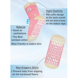 RATIVE Non Skid Anti Slip Cotton Dress Crew Socks with Grips for Baby Infant Toddler Kids Girls (3-5T, RG-820821) RATIVE Non Skid Anti Slip Cotton Dress Crew Socks with Grips for Baby Infant Toddler Kids Girls (3-5T, RG-820821)