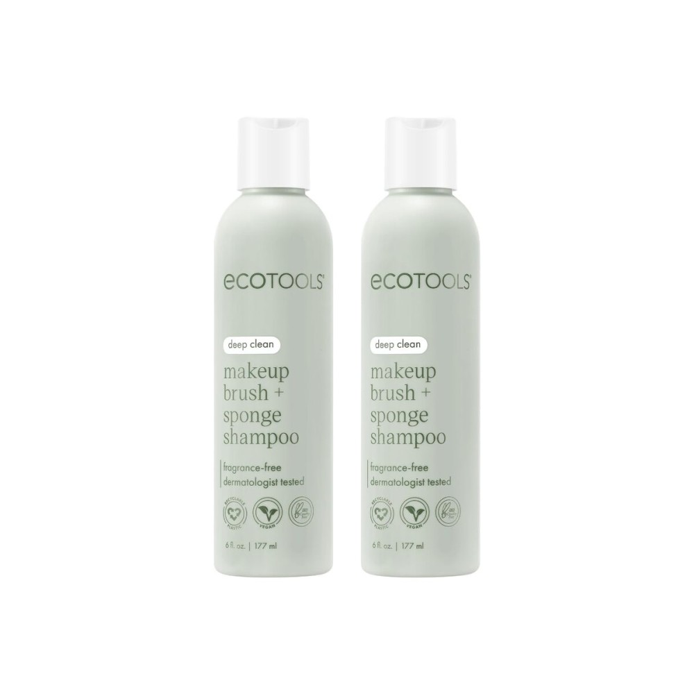 EcoTools Makeup Brush & Sponge Shampoo - Fragrance-Free Cleanser for Brushes, Sponges & Puffs, No Harsh Chemicals, Vegan & Cruelty-Free, 6 fl.oz./ 177 ml, 2 Count EcoTools Makeup Brush & Sponge Shampoo - Fragrance-Free Cleanser for Brushes, Sponges & Puffs, No Harsh Chemicals, Vegan & Cruelty-Free, 6 fl.oz./ 177 ml, 2 Count