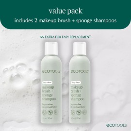 EcoTools Makeup Brush & Sponge Shampoo - Fragrance-Free Cleanser for Brushes, Sponges & Puffs, No Harsh Chemicals, Vegan & Cruelty-Free, 6 fl.oz./ 177 ml, 2 Count EcoTools Makeup Brush & Sponge Shampoo - Fragrance-Free Cleanser for Brushes, Sponges & Puffs, No Harsh Chemicals, Vegan & Cruelty-Free, 6 fl.oz./ 177 ml, 2 Count