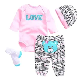 Reborn Dolls Baby Clothes Pink Outfits for 20- 22 Reborn Doll Girl Baby Clothing Baby Sets