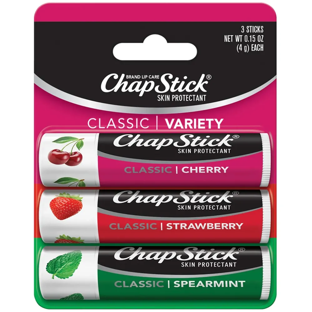 ChapStick Lip Care Set, Classic Collection 3-Pack - Spearmint, Cherry, and Strawberry Lip Balm, 0.15 Ea ChapStick Lip Care Set, Classic Collection 3-Pack - Spearmint, Cherry, and Strawberry Lip Balm, 0.15 Ea