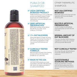 PURA D\'OR Professional Grade Clinically Formulated Biotin Shampoo & Conditioner For Hair Thinning - 2X Concentrated Proprietary Herbal Blend Thickening Products For Women & Men, Sulfate Free, 16oz x2 PURA D\'OR Professional Grade Clinically Formulated Biotin Shampoo & Conditioner For Hair Thinning - 2X Concentrated Proprietary Herbal Blend Thickening Products For Women & Men, Sulfate Free, 16oz x2