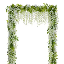 Lvydec Wisteria Artificial Flowers Garland, 4Pcs Total 28.8ft White Artificial Wisteria Vine Silk Hanging Flower for Home Garden Outdoor Ceremony Wedding Arch Floral Decor Lvydec Wisteria Artificial Flowers Garland, 4Pcs Total 28.8ft White Artificial Wisteria Vine Silk Hanging Flower for Home Garden Outdoor Ceremony Wedding Arch Floral Decor